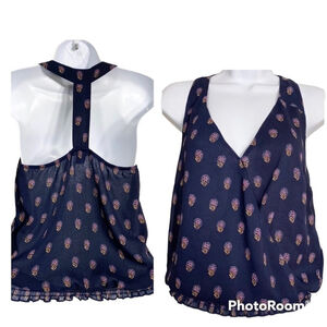 Lucky Brand wrap blue tank top floral size xs